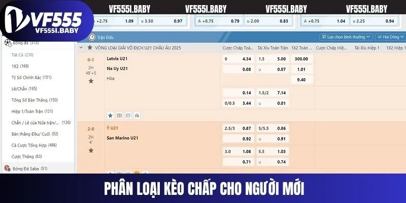 Phân loại kèo chấp cho người mới